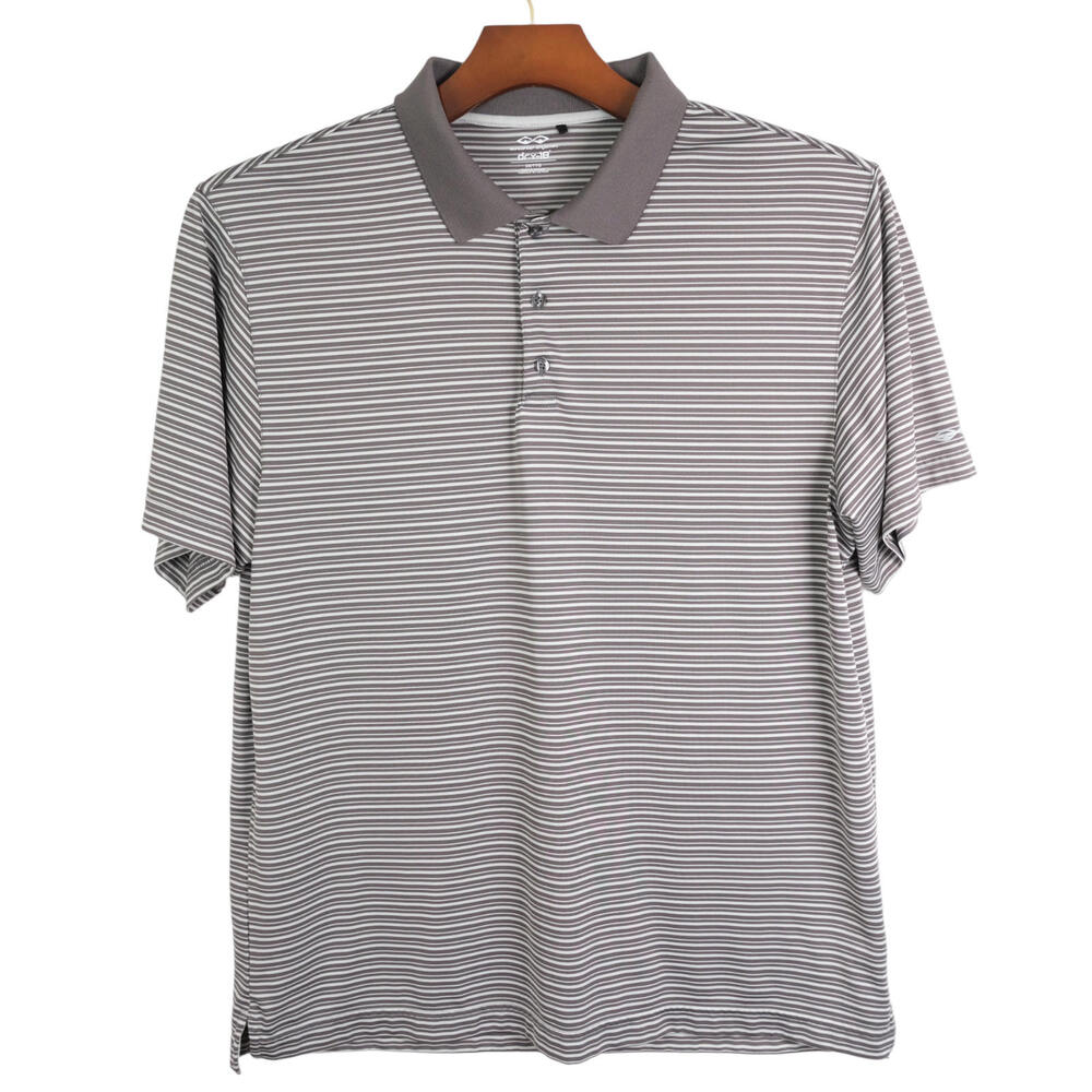 Snake Eyes Dry-18 Men's 2XL Gray Striped Short Sleeve Polo Shirt XXL